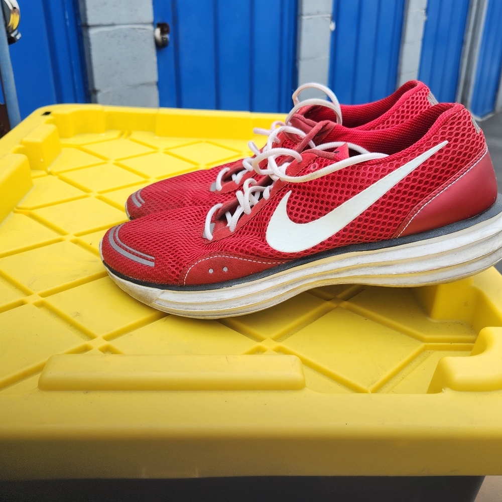 Nike Red and White Sneakers Vibrant Mesh Design